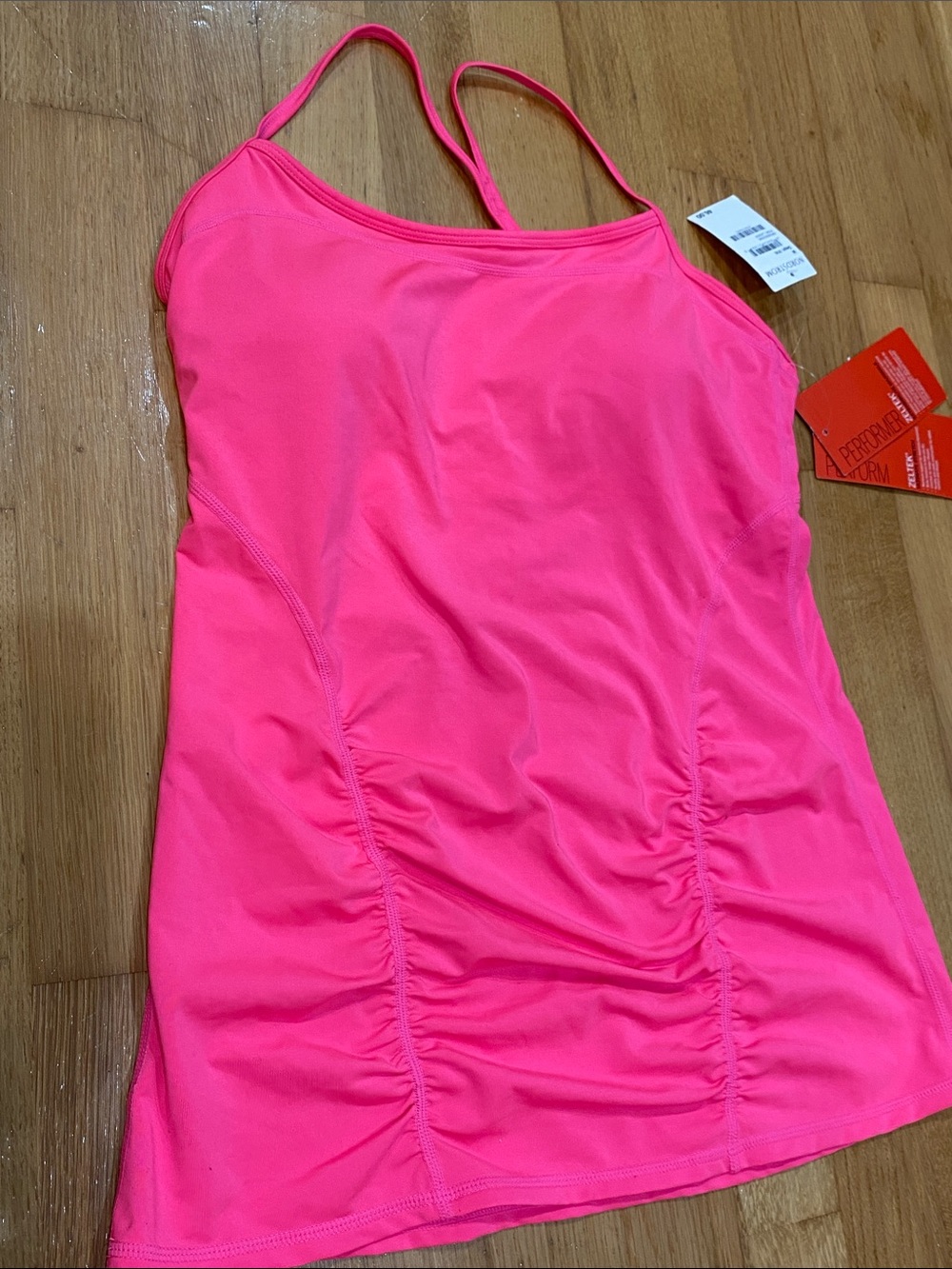 NWT Zella Neon Pink Ruched Cami Tank Top Size M
